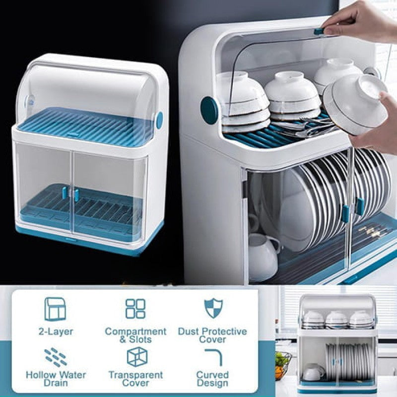 Covered Dish Rack 2 Layer Dust-Safe