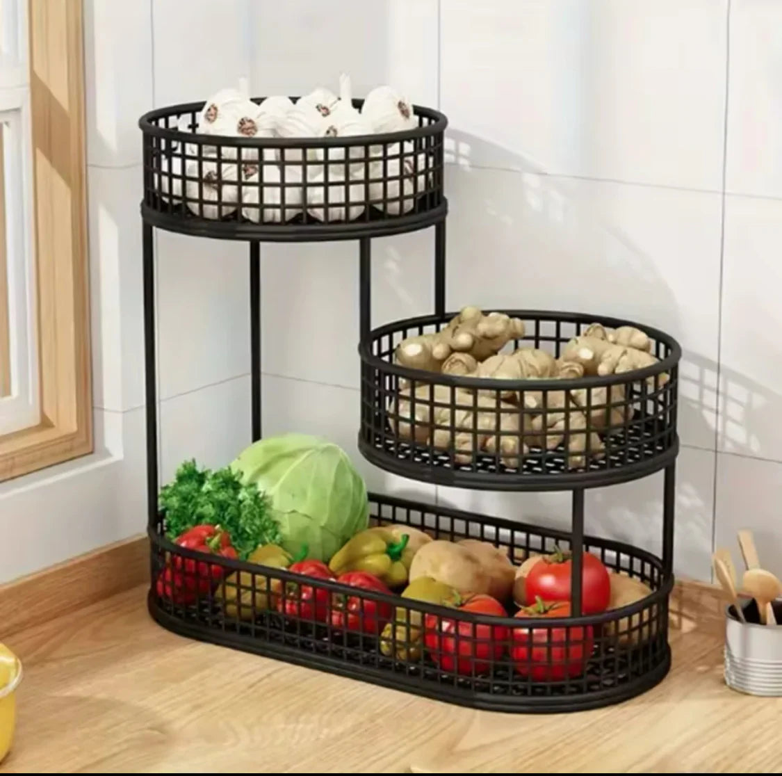 Stylish Metal Fruit Organizer for Kitchen Storage & Display
