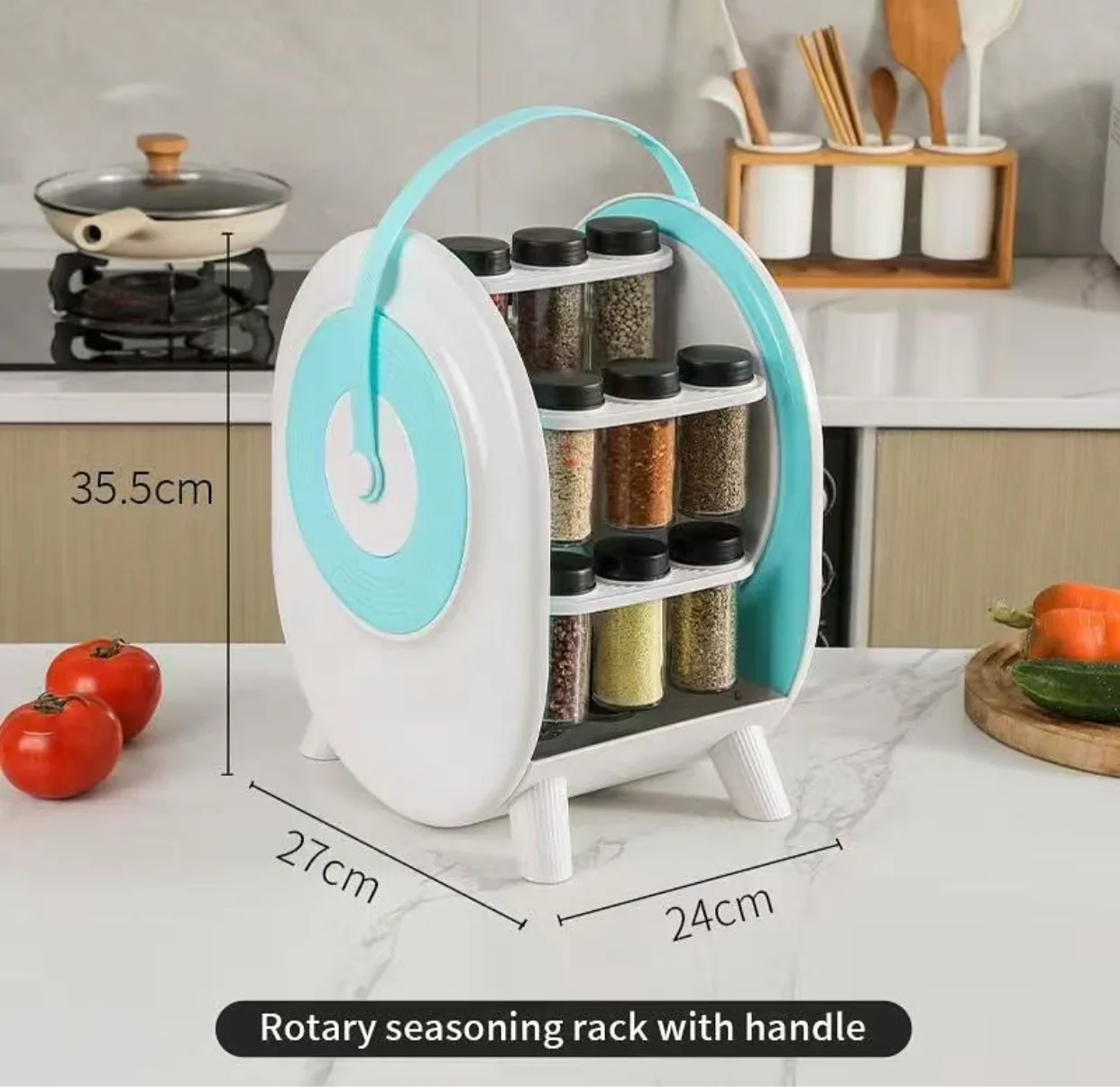 18 Jar Rotating Spice Rack Revolving Kitchen Spice Organizer
