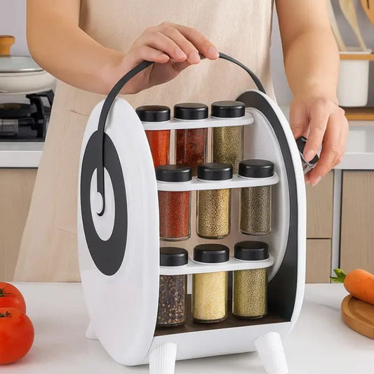 18 Jar Rotating Spice Rack Revolving Kitchen Spice Organizer